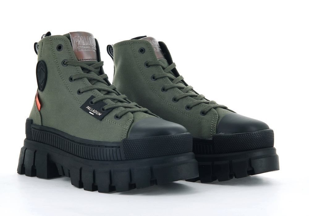 Zapatos Altas Palladium REVOLT HI TX Mujer Verde Oliva | Costa Rica-47136